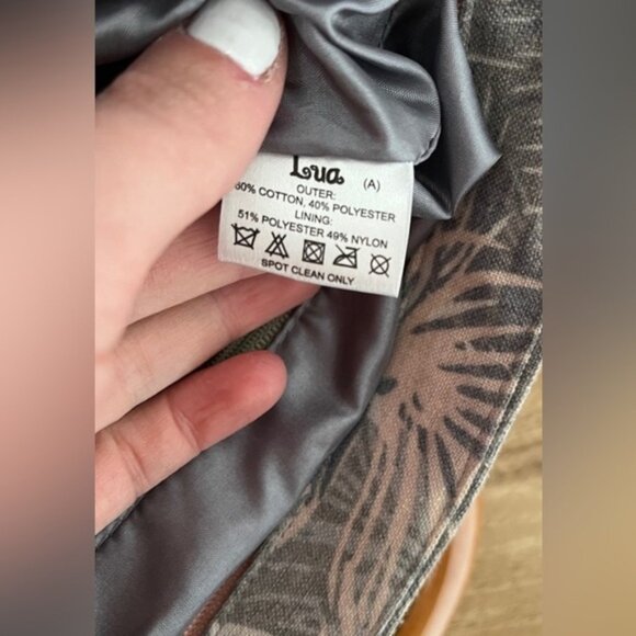 Lua Tropical Palm Tree Print Small Bag with Wooden Handles - Picture 7 of 10